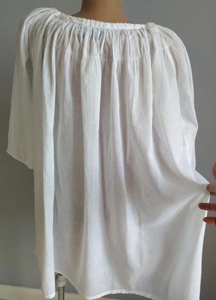 Туніка-плаття з бавовни білого кольору3 фото