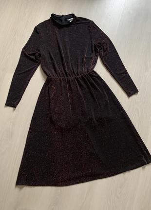 Вечернее платье чёрное платье с блёстками платье миди праздничное платье классическая платье сарафан3 фото