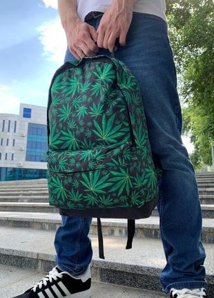 Рюкзак мужской тканевый, рюкзак черный с зелёным2 фото