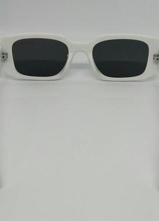 Prada модні жіночі сонцезахисні окуляри вузькі чорні в білій оправі5 фото