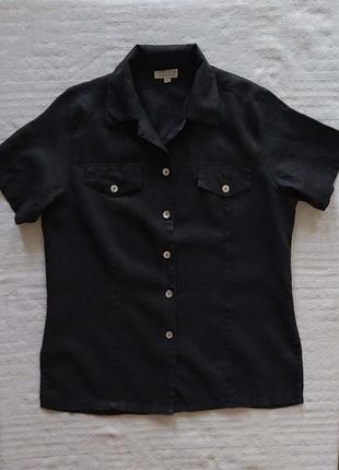 Сорочка , льняна, чорна, короткий рукав