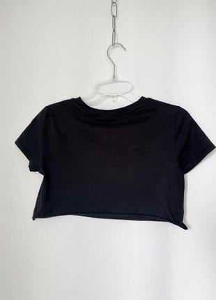 Топик h&m чёрный кроп топ с вышивкой love футболочка xs5 фото