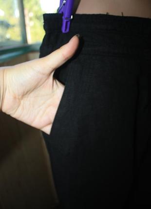 Стильные натуральные чёрные штаны лён+вискоза2 фото