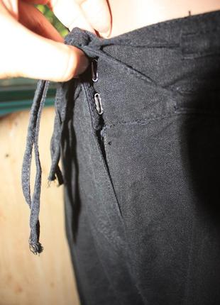 Стильные натуральные чёрные штаны лён+вискоза4 фото