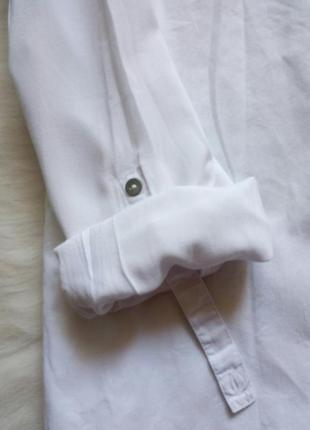 Біла натуральна довга сорочка з довгим рукавом офісна батал великий розмір5 фото