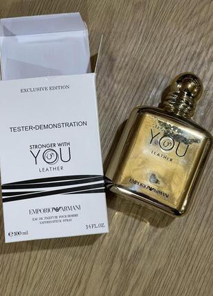 Giorgio armani emporio armani stronger with you leather edp 100ml, tester1 фото