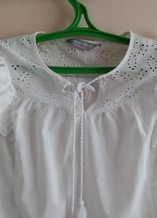 Белая хлопковая блуза из пришвы dorothy perkins3 фото