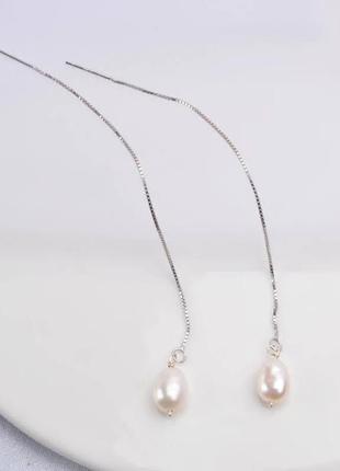 Срібні сережки з натуральними перлами
