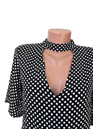 Блуза у горошок з вирізом прямого крою zara2 фото