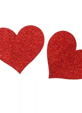 Стикини на грудь "сердечка", красный - размер 8см1 фото