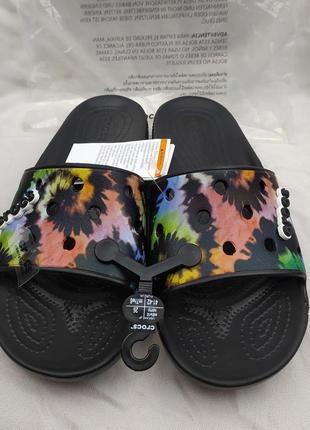 Новые стильные тапки шлепанцы crocs slides tie dye самые новые коллекции оригинал кроксы