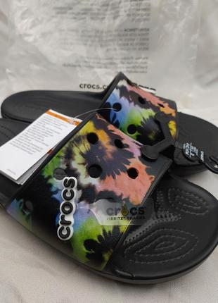 Новые стильные тапки шлепанцы crocs slides tie dye самые новые коллекции оригинал кроксы