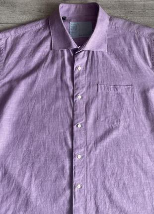 Сорочка\рубашка navyboot cotton-linen purple striped shirt2 фото