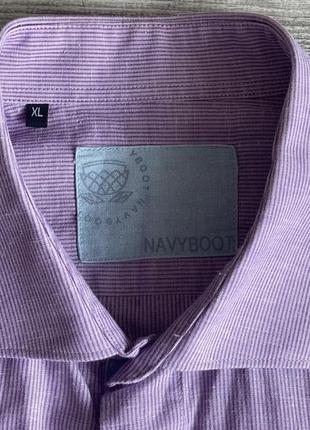 Сорочка\рубашка navyboot cotton-linen purple striped shirt3 фото