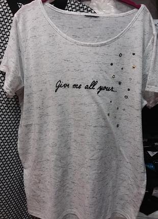 Легенька меланжева футболка  з надписом 14-16 розміру