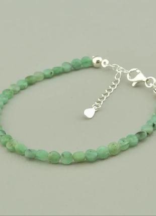 Браслет серебряный из натурального камня изумруд р.16, 17, 18