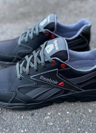 Чоловічі шкіряні кросівки reebok чорний