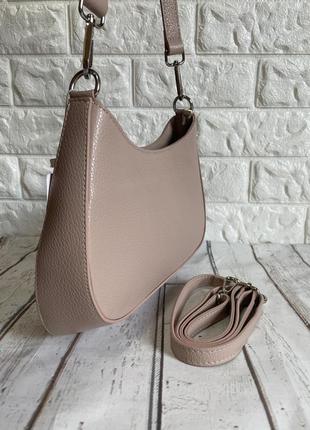 Жіноча шкіряна сумка човник італія 🇮🇹 нова колекція беж пудра2 фото