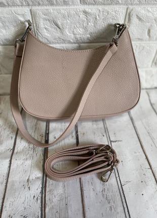 Жіноча шкіряна сумка човник італія 🇮🇹 нова колекція беж пудра