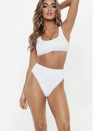 Акция ! белый гладкий раздельный купальник asos