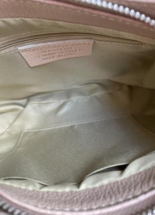 Жіноча шкіряна сумка човник італія 🇮🇹 нова колекція беж пудра8 фото