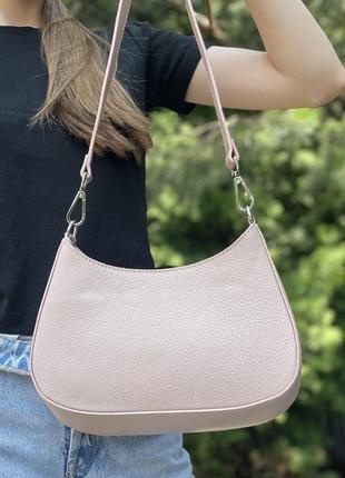 Жіноча шкіряна сумка човник італія 🇮🇹 нова колекція беж пудра