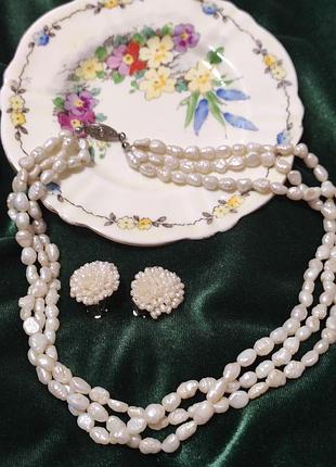 Бусы,клипсы,жемчуг,винтаж,перлини,vintage stories