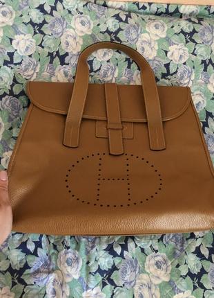 Шкіряна сумка в стилі hermes.7 фото