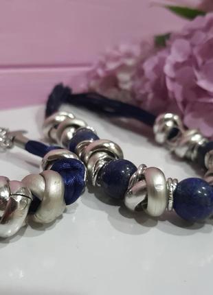 Набор , ожерелье и браслет , лазурит, италия9 фото
