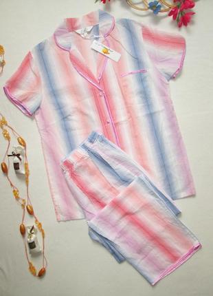 Шикарная хлопковая пижама в полоску cotton real 🍒🍓🍒1 фото