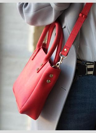 Жіноча шкіряна сумка червона2 фото