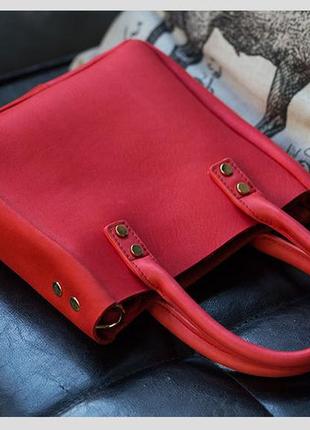 Жіноча шкіряна сумка червона4 фото