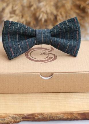 Галстук-бабочка бутылочного цвета "штрихи"