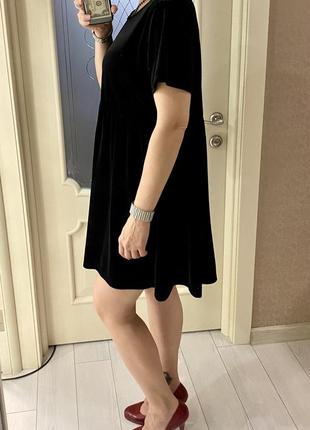 Велюрова-оксамитова сукня довжини міні, велюровое платье свободного кроя верх футболкой3 фото