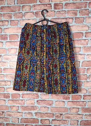 Юбка миди с интересным цветным принтом ручная работа