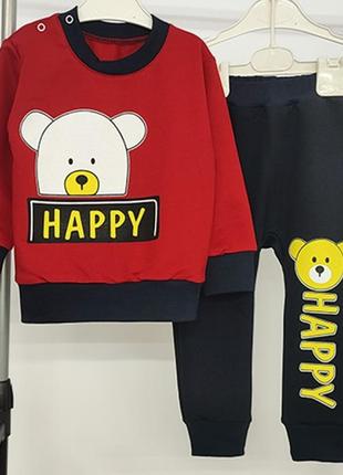 Костюм детский двойка спортивный, кофта - джемпер, штаны, красный, для девочки, для мальчика1 фото
