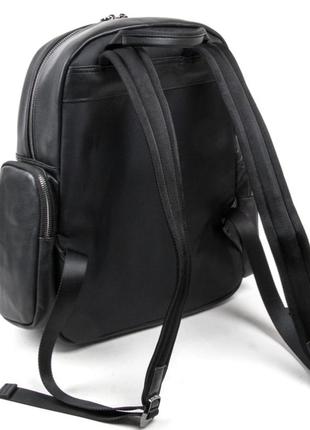 Великий чоловічий шкіряний рюкзак чорний3 фото