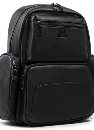 Великий чоловічий шкіряний рюкзак чорний1 фото