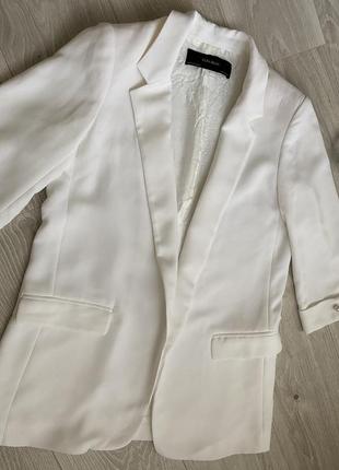 Білий піджак,піджак подовжений ,піджак прямого крою3 фото