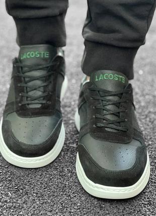 Чоловічі шкіряні чорно-білі кросівки lacoste 🆕 кросівки лакоста7 фото