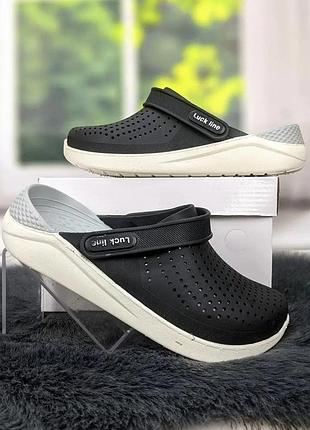 Крокси сабо підліткові для хлопчика чорні силіконові luck line