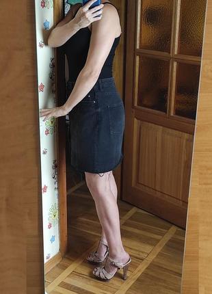 Джинсовая юбка рваный край высокая посадка на талии h&m6 фото