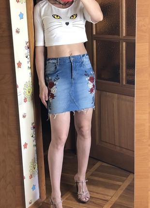 Джинсовая мом юбка высокая посадка на талии parisian4 фото