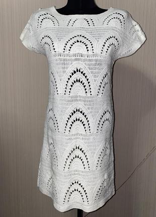 Белое платье молочное кроше вязанное шикарное