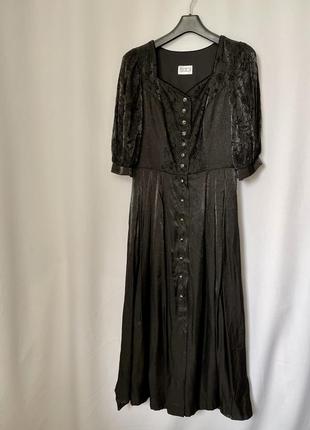 Сукня вінтаж баварське чорне блискуче ошатне віскоза3 фото