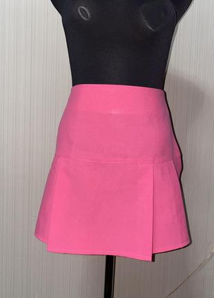 Розовая юбка в складку плиссе школьница1 фото