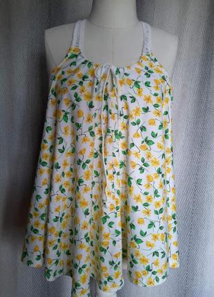 100% котон. жіноча майка, літня пляжна туніка, блуза з мереживом, блузка дрібна квітка. кроше