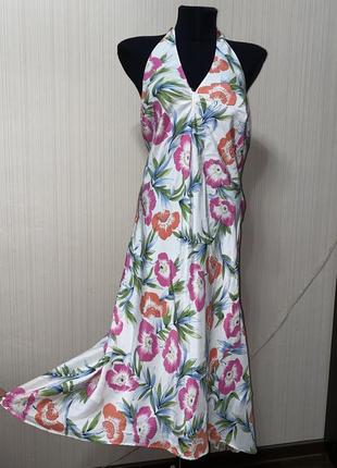 Платье миди цветочный принт сатиновое шёлк1 фото