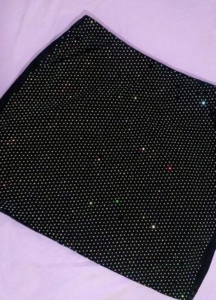 Джинсова спідниця с стразами