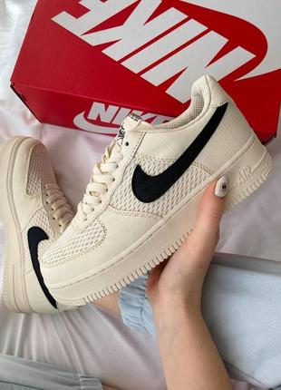 Кросівки жіночі nike air force 1 fossil color x stussy beige